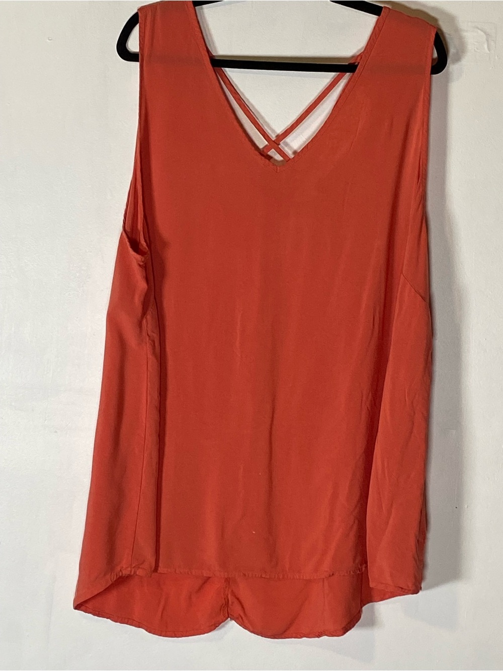 Coastal Lagenlook Casual Coral Sleeveless Tunic 3X Boho Layered V Neck Blouse